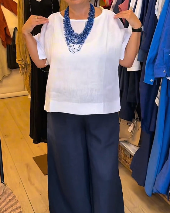 Bluse Rundhals Einfarbig Gerade Lässig