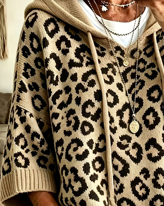 Hoodie Leopardenmuster Mittelarm Tasche