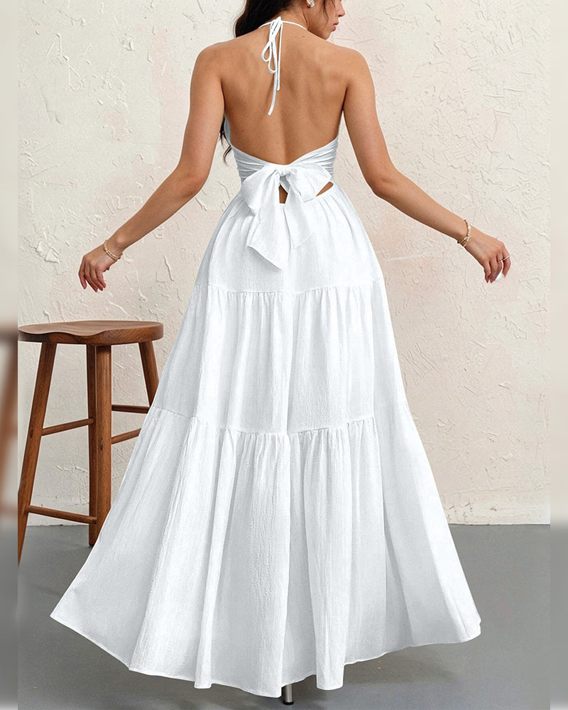 Kleid Mode Uni Halter