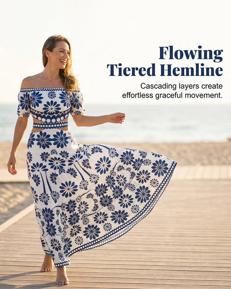 Kleid Off-Shoulder Blumig Ausschnitt