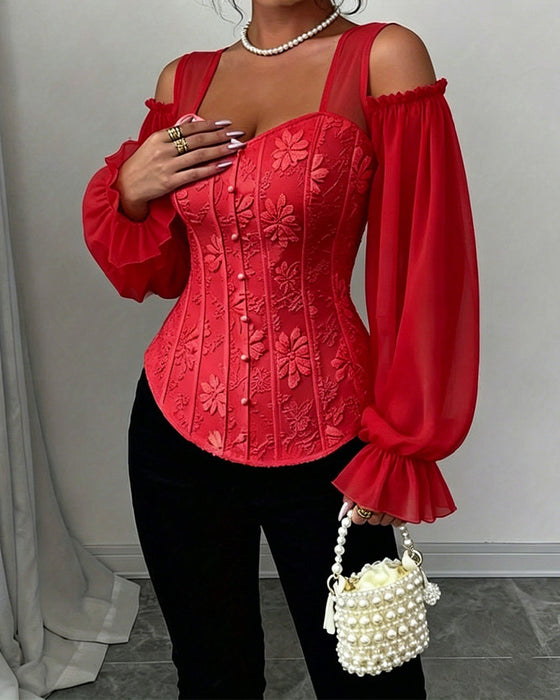 Bluse Off-Shoulder Langarm Taille