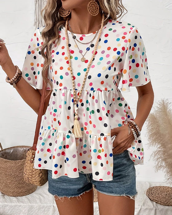Bluse Bunt Polka Dot Babydoll