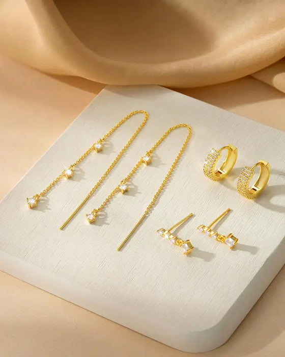 3 Schichten Kette Ohrringe Für Damen