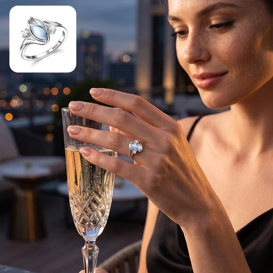 Ovaler Mondstein geometrischer Ring