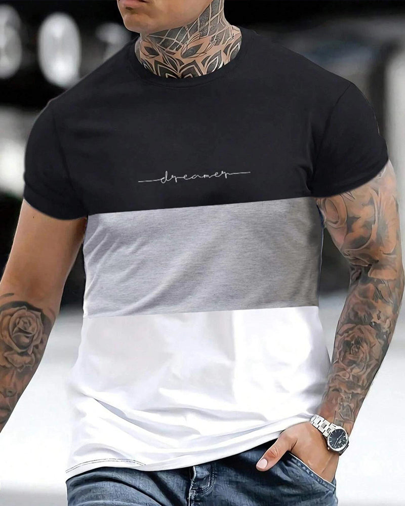 T-Shirt Farbblock Rundhals Kurzarm