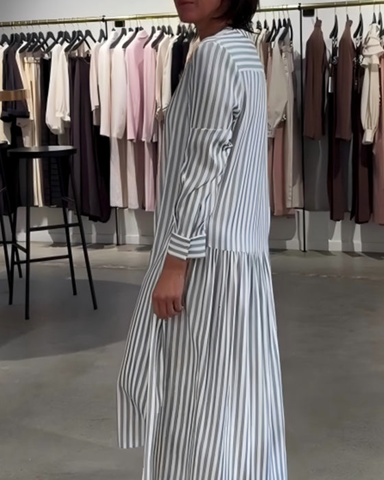 Kleid Gestreifter Seitenschlitz Maxi