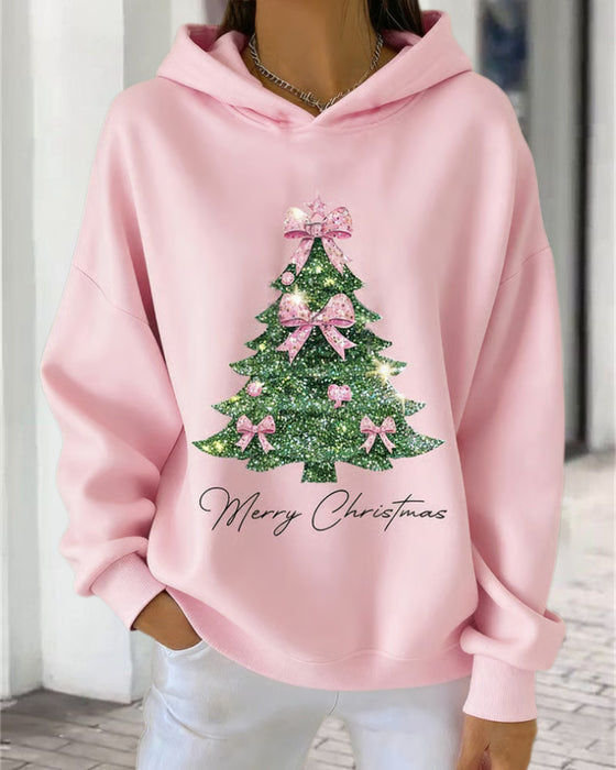Sweatshirt Mit Kapuze Casual Weihnachtsdruck
