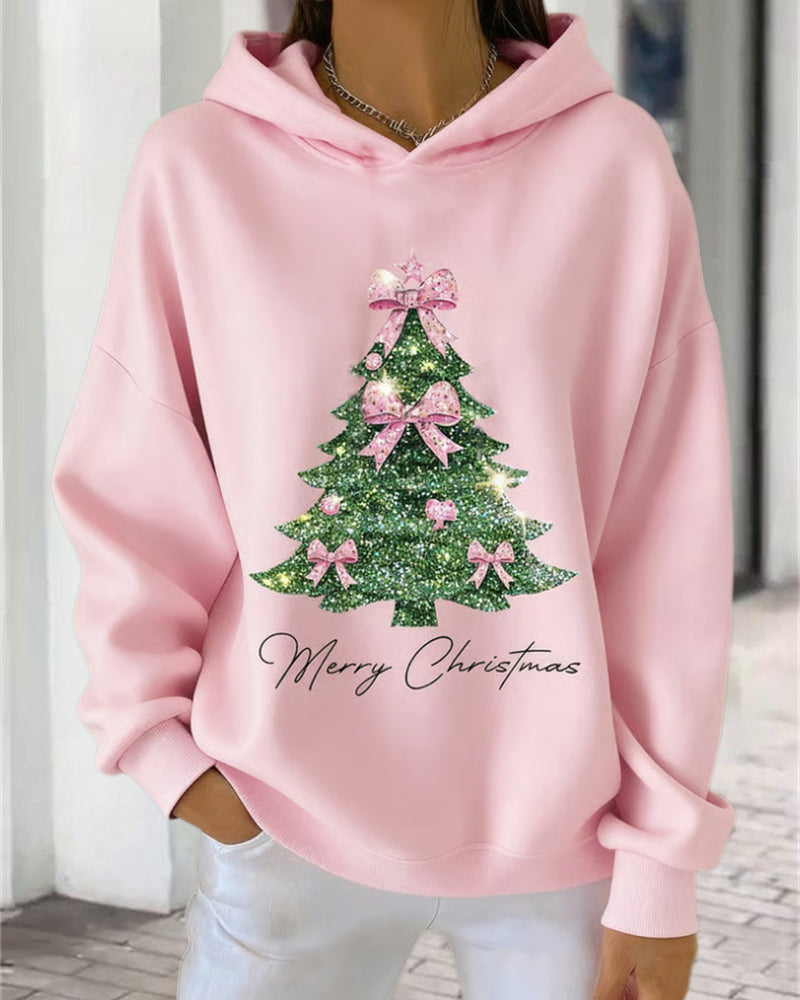 Sweatshirt Mit Kapuze Casual Weihnachtsdruck