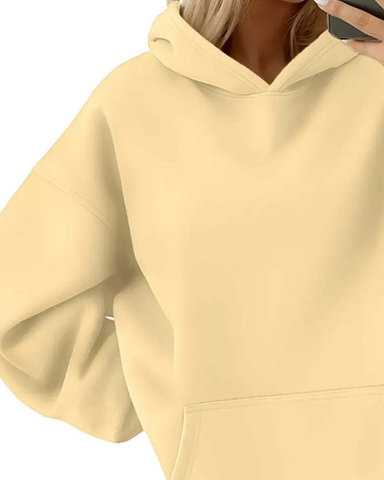 Hoodie Unifarbe Langarm Lässig