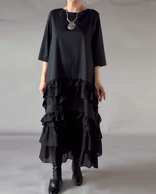 Kleid Mit Rundhalsausschnitt Und Doppelter Lage