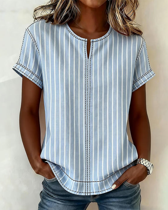 T-Shirt Einfach Designer Gestreift