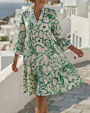 Kleid Gedruckt V-Ausschnitt