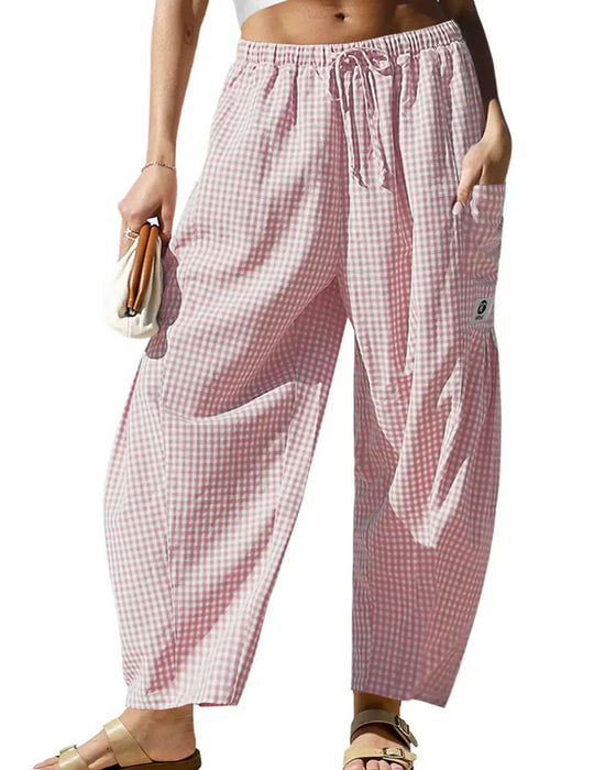 Hose leger kariertes Muster Cropped