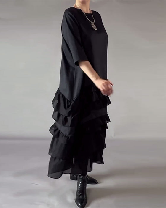 Kleid Mit Rundhalsausschnitt Und Doppelter Lage