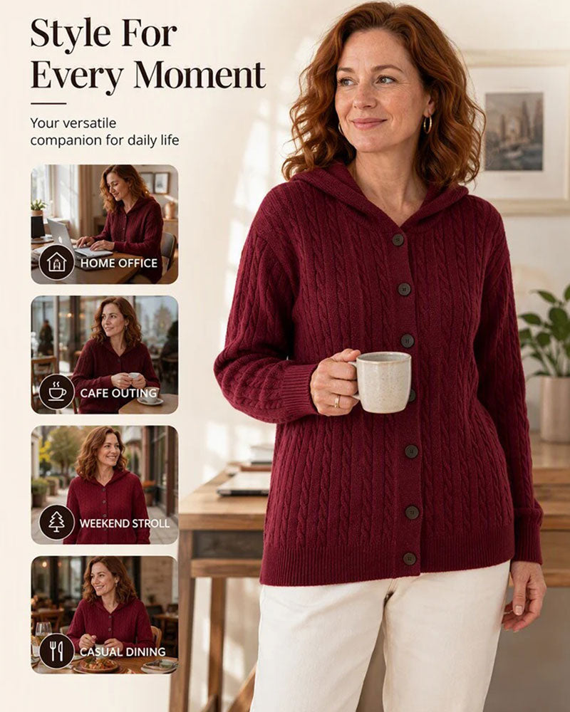 Cardigan Mit Kapuze Offen Vorne Gestrickt