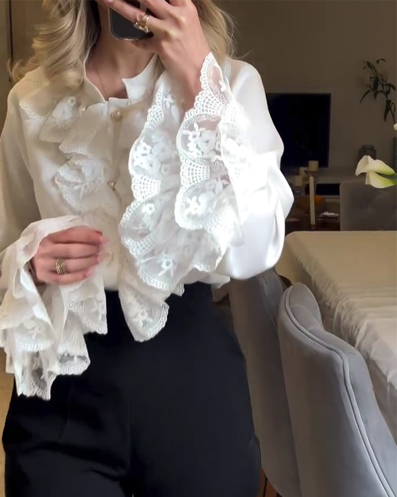 Bluse Stilvoll Rüschendesign