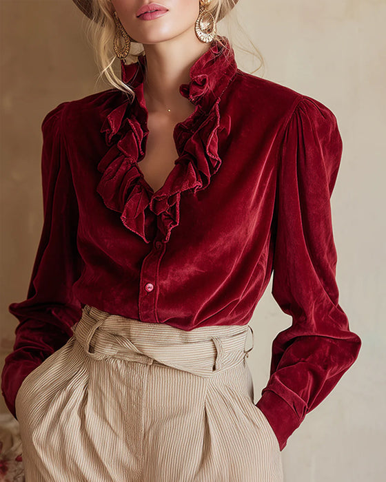 Top Mit Rüschen Detail Und Puffarm Design