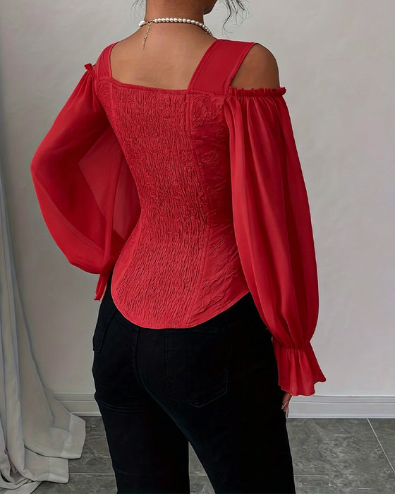 Bluse Off-Shoulder Langarm Taille