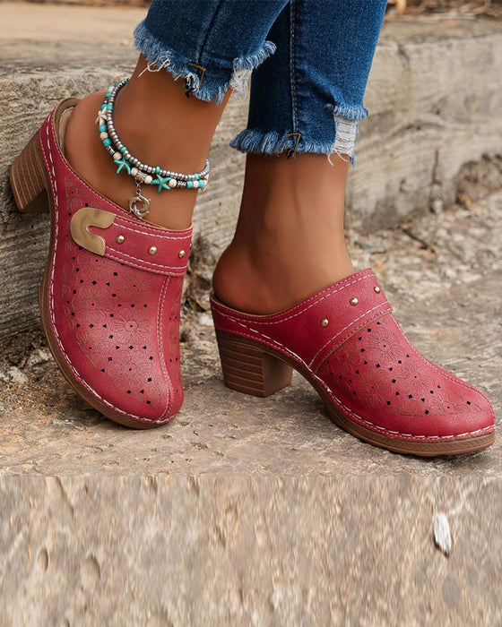 Sandalen Bedeckte Zehe Blockabsatz Schlupf