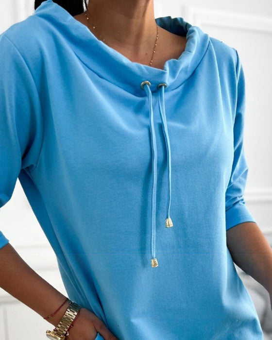 Kapuzenlose Lose Kleid Mit Taschen