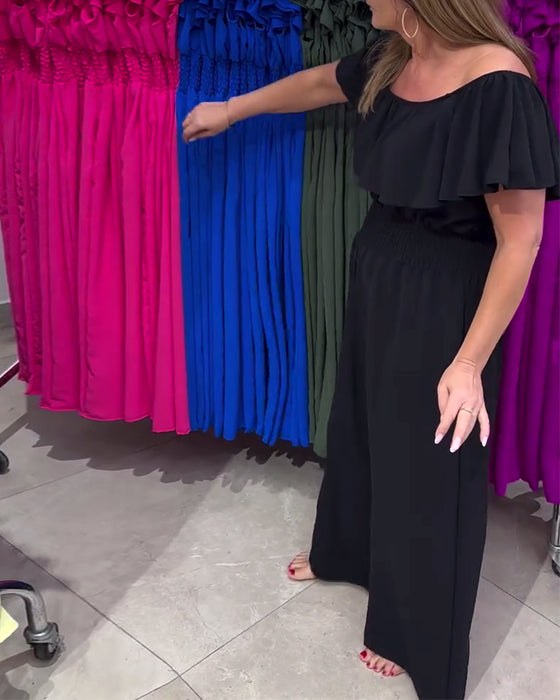 Raffelter Ein-Schulter Modischer Jumpsuit