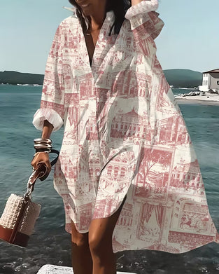 Kleid Locker Unregelmäßig Hemd Kragen