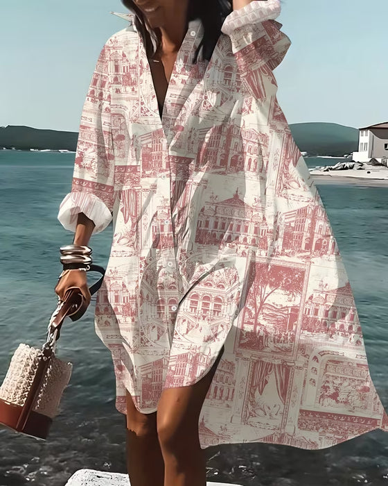 Kleid Locker Unregelmäßig Hemd Kragen