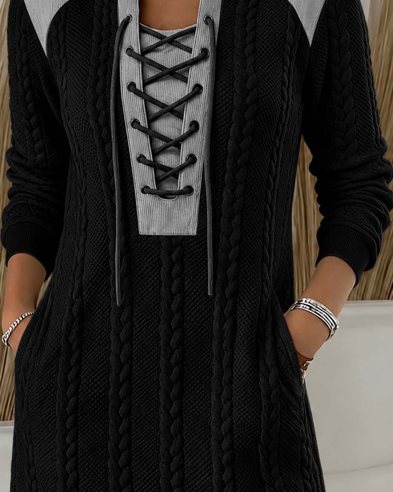 Kleid Binden Mode Farbblock