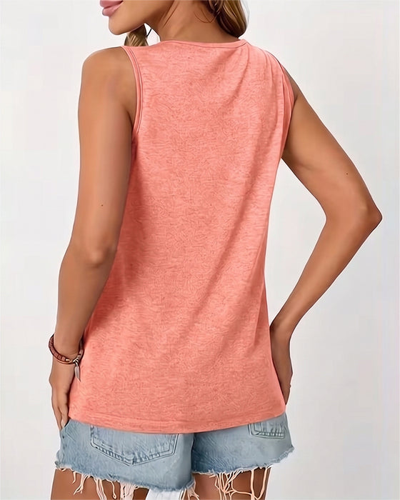 Tanktop Einfarbig U-Ausschnitt Plissiert
