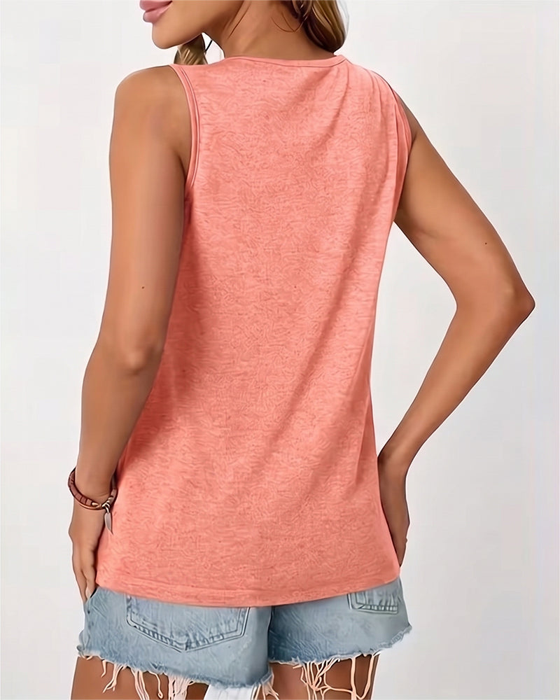 Tanktop Einfarbig U-Ausschnitt Plissiert