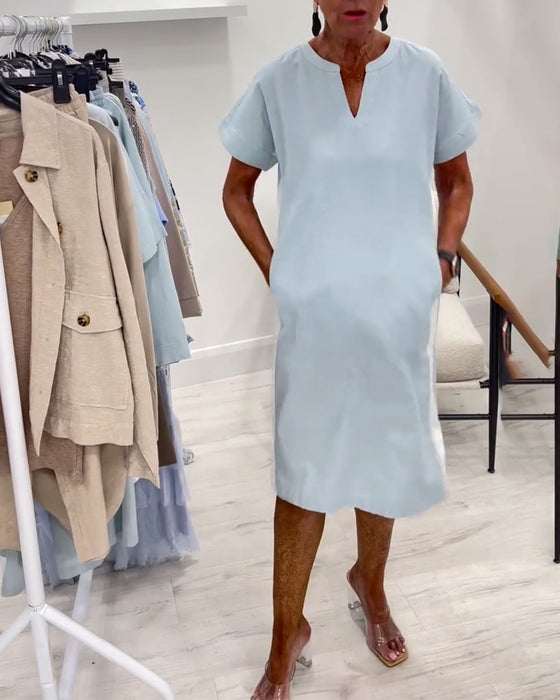 Kleid kurzärmelig Kontrastfarbe gerade