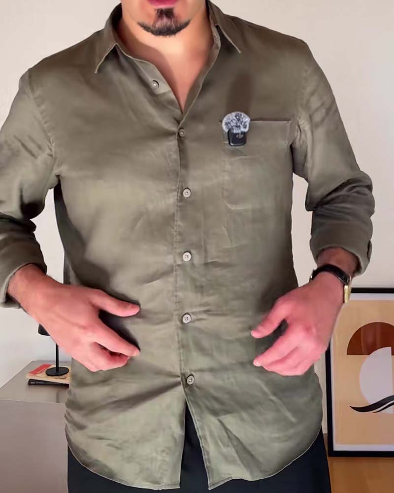 Hemd Herren Mit Kragen Tasche