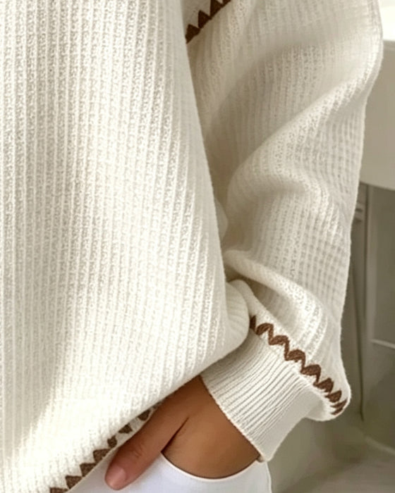 Sweatshirt Rundhals Knopf Lässig
