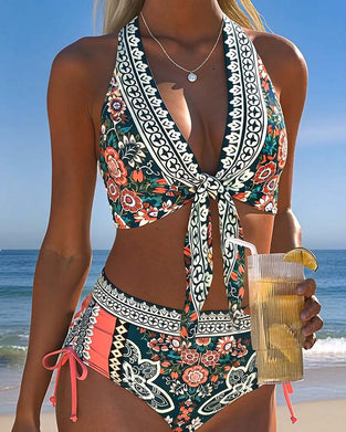 Bikini Bohemian Neckholder Kordelzug
