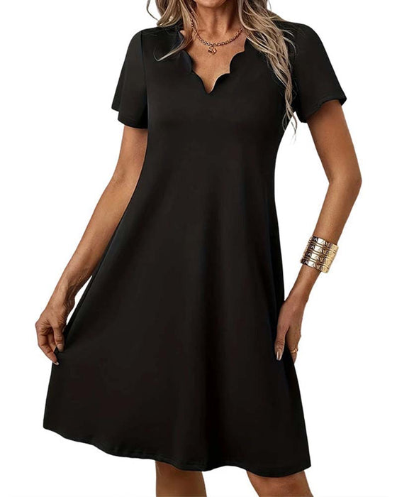 Kleid Kurzer Ärmel Uni