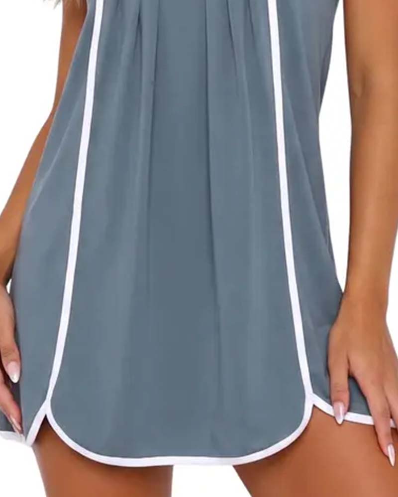 Kleid weiß eingefasst Colorblock ärmellos