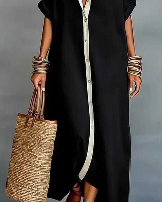 Hemdkleid eleganter Reverskragen drapiert