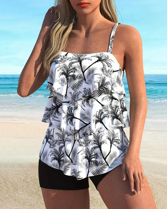 Tankini moteriktig seler trykk todelt