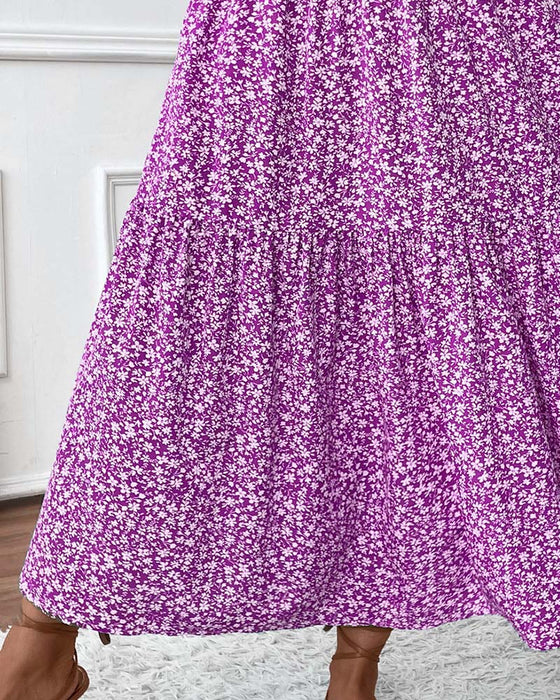 Rock Lagert Kleiner Blumenprint A-Linie Lang