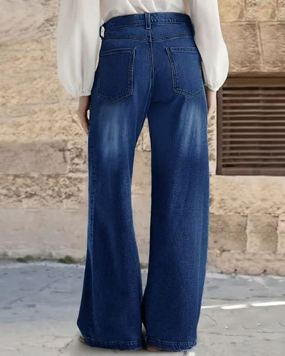 Jeans Multi-Knopf Gewaschen Locker