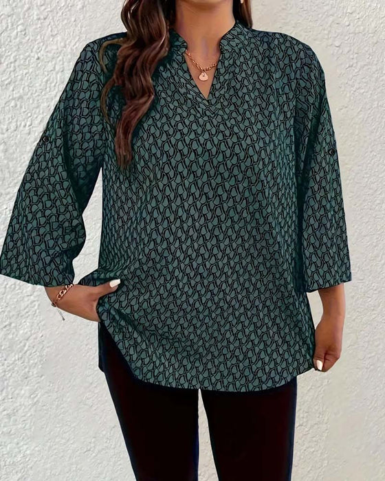 Bluse V-Ausschnitt Elegante Raffinierte Bohemian