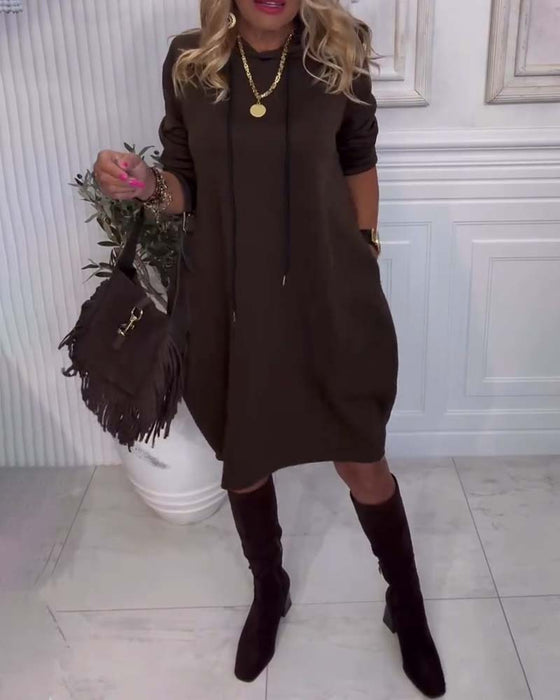 Casuales Uni-Kleid mit Kapuze