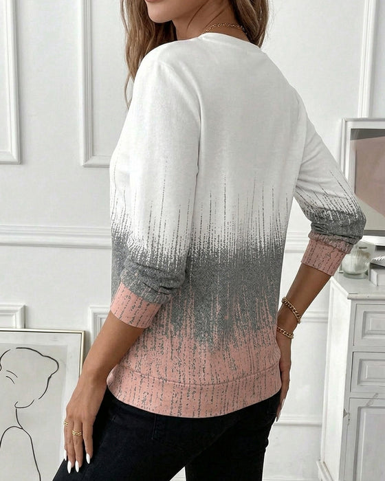 Sweatshirt Halber Reißverschluss Verlauf Langarm