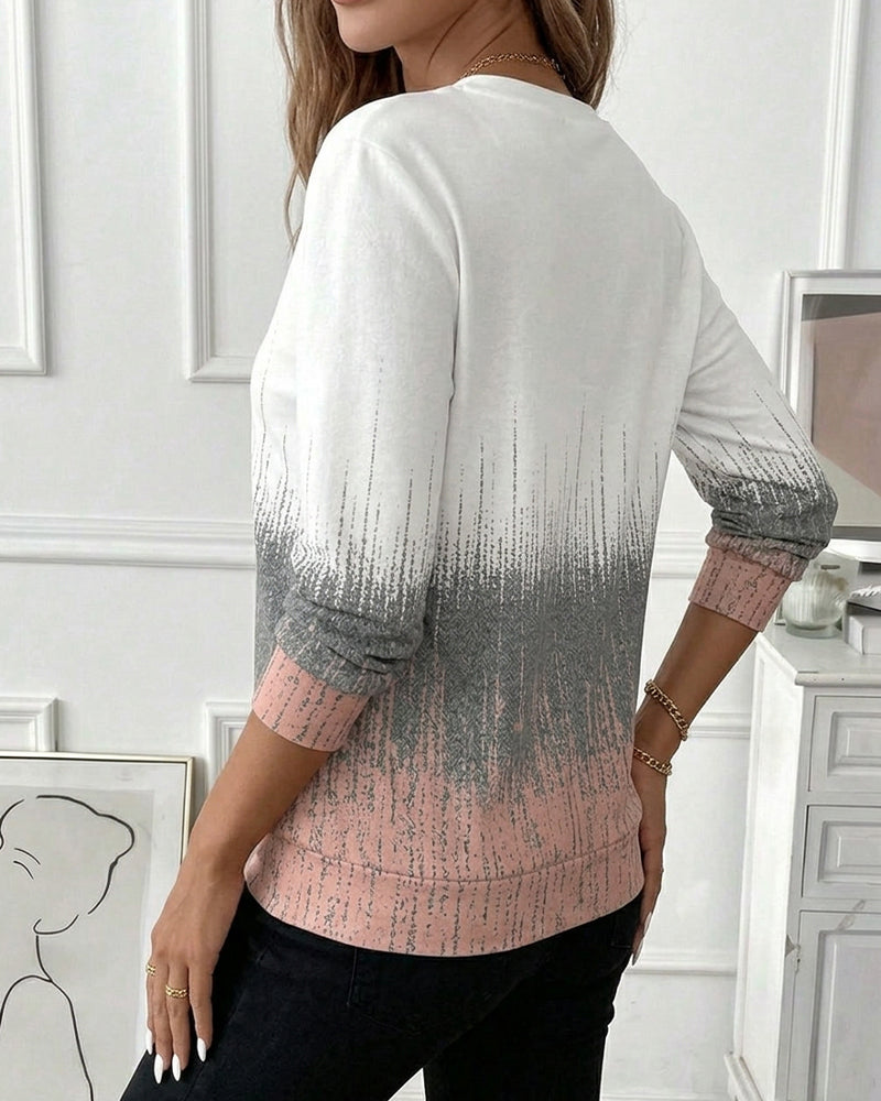 Sweatshirt Halber Reißverschluss Verlauf Langarm