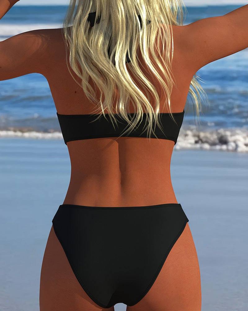 Bikini Halter Herz Schnalle Uni Farbe