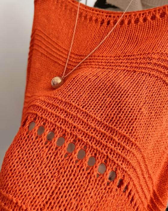 Pullover Ein-Schulter Ausgeschnitten Gestrickt