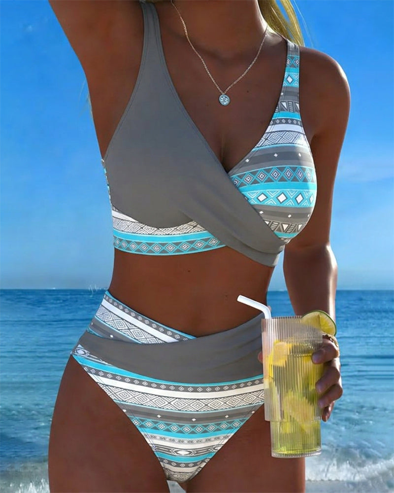 Bikini Bedruckt V-Ausschnitt