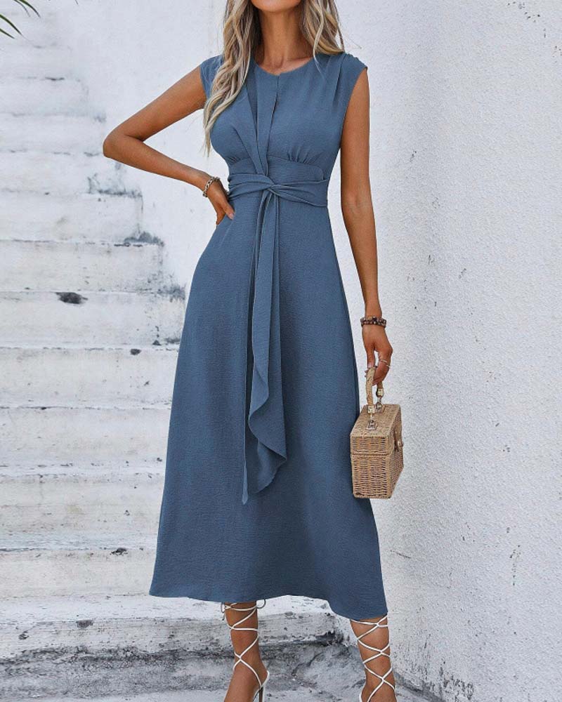 Kleid Einfarbig Tailliert Bindung