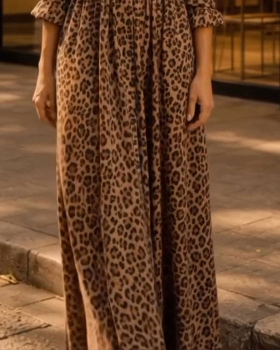 Kleid Leopard Revers Lässig