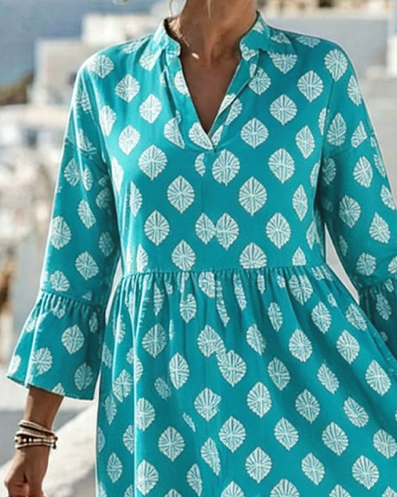 Kleid V-Ausschnitt Gedruckt